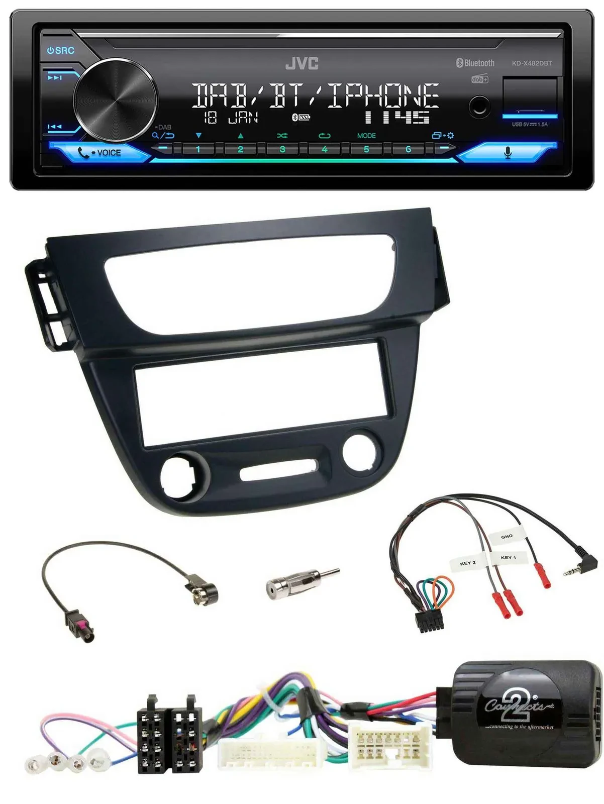 JVC Bluetooth DAB USB Lenkrad Autoradio für Renault Megane Fluence 2012-2014 sch