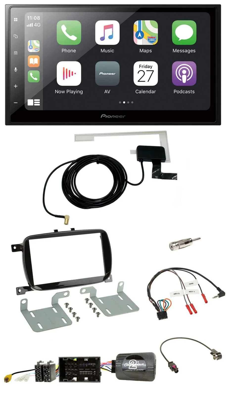 Автомагнитола Pioneer 2DIN, Bluetooth, DAB, USB для Fiat 500X (с 2016, Facelift)