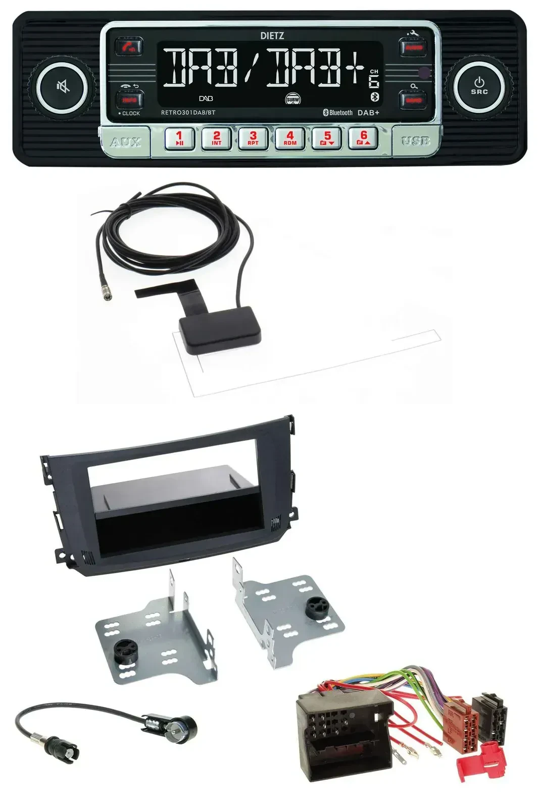 Dietz DAB Bluetooth USB MP3 Autoradio für Smart ForTwo (451, 2010-2015)