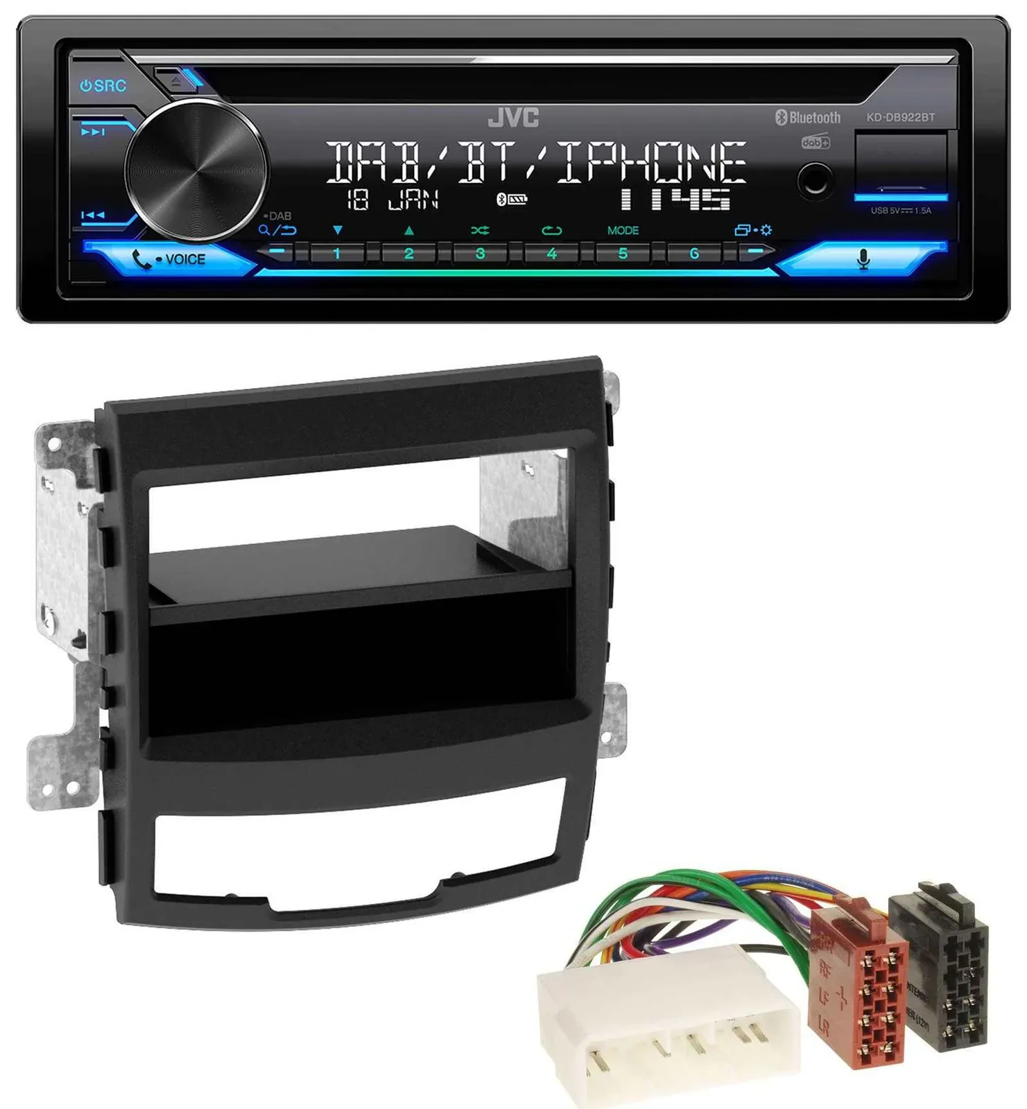 JVC Bluetooth MP3 USB DAB CD Autoradio für SsangYong Korando CK 2010-2013