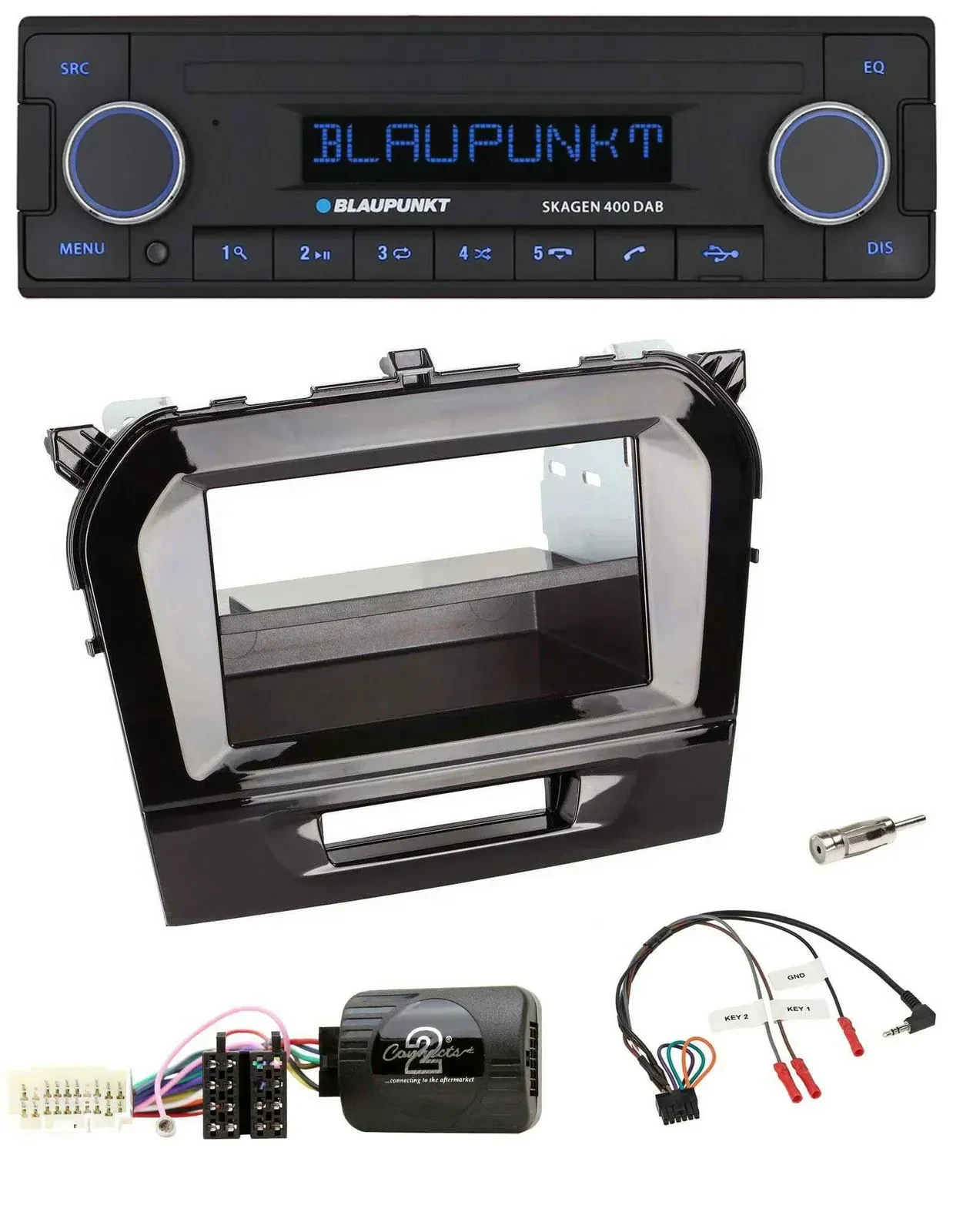 Blaupunkt DAB USB Bluetooth Lenkrad Autoradio für Suzuki Vitara ab 2015 piano sc