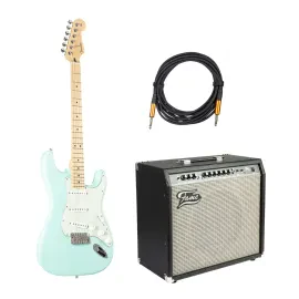Fender Player Stratocaster, Surf Green E-Gitarren Set, Erle Korpus, Ahorn Hals