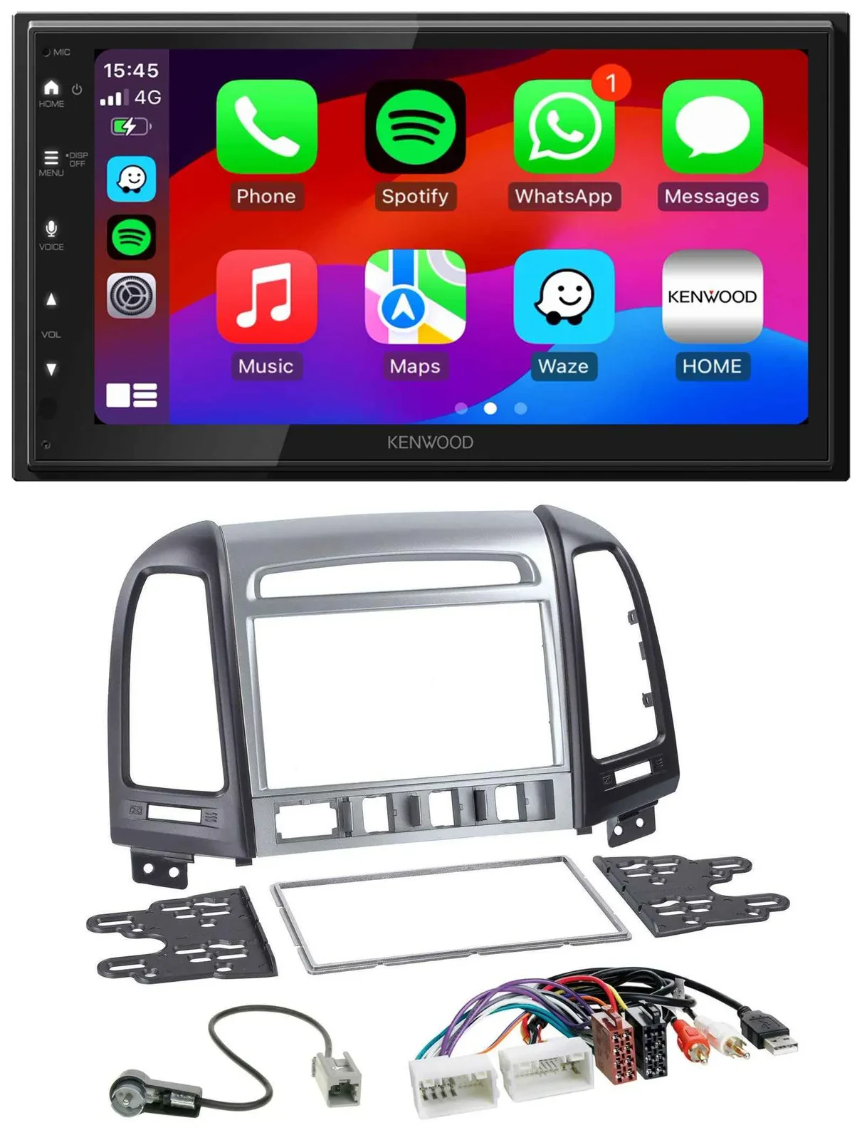 Автомагнитола для Hyundai Santa Fe Kenwood 2DIN, MP3, USB, DAB, Bluetooth, AUX