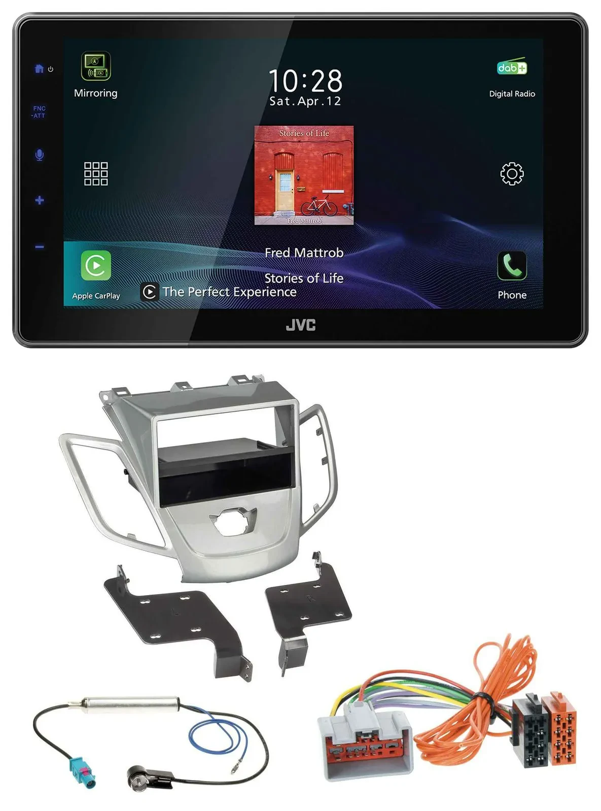 JVC DAB MP3 Bluetooth USB Autoradio für Ford Fiesta 08-10 JA8 ohne Display silbe