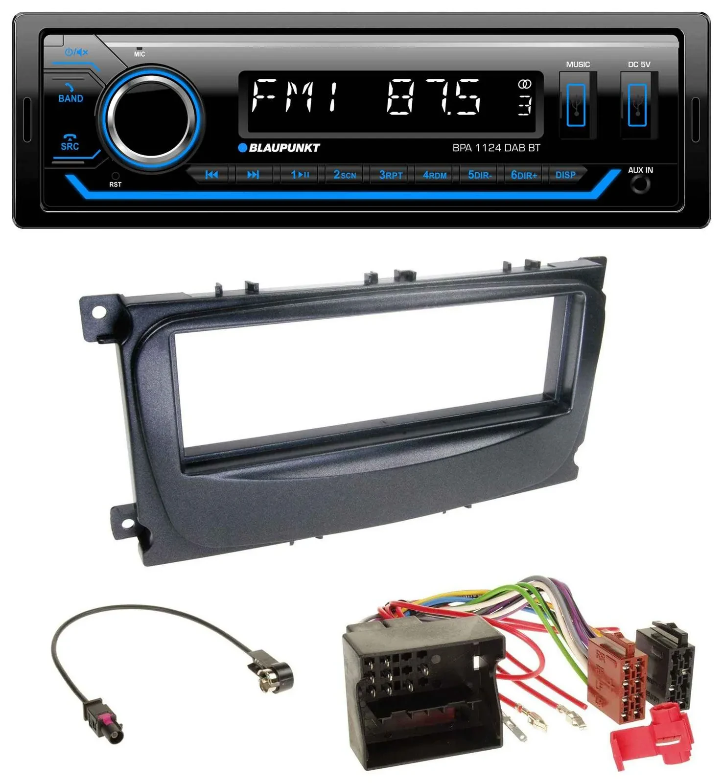 Blaupunkt Bluetooth USB DAB MP3 Autoradio für Ford Mondeo S-Max 07-14 schwarz