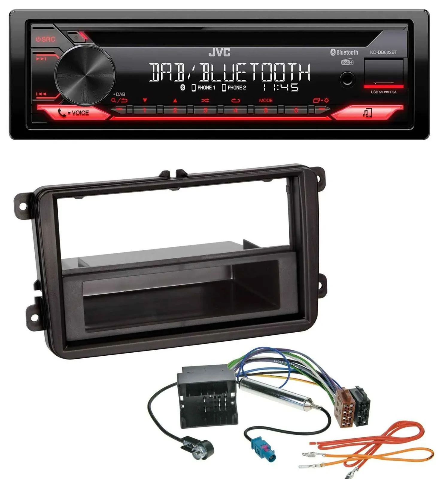 JVC CD DAB USB Bluetooth MP3 Autoradio für VW Sharan ab 10 Tiguan ab 07 Touran a