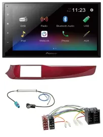 Pioneer USB Bluetooth DAB 2DIN MP3 Autoradio für Alfa Giulietta 10-13 rot glänze