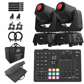 Chauvet DJ Intimidator Spot 160 ILS Moving Head Lights Pair w ILS Command Con...