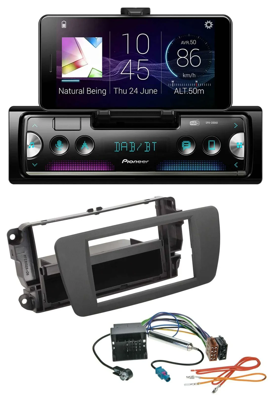 Автомагнитола Pioneer для Seat Ibiza (с 2012) USB, MP3, Bluetooth, DAB, цвет серый Tuam