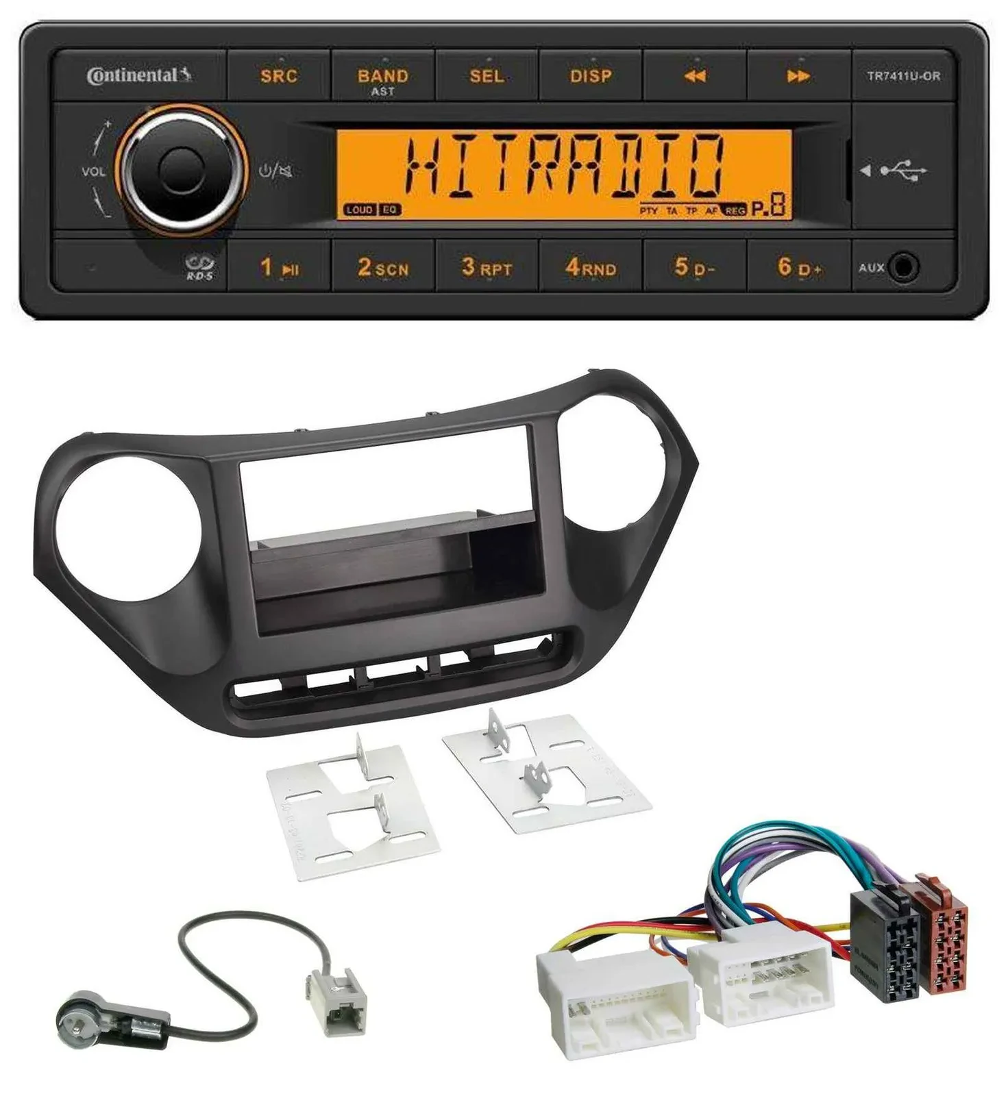 Continental 1DIN USB AUX MP3 Autoradio für Hyundai i10 (ab 2013)