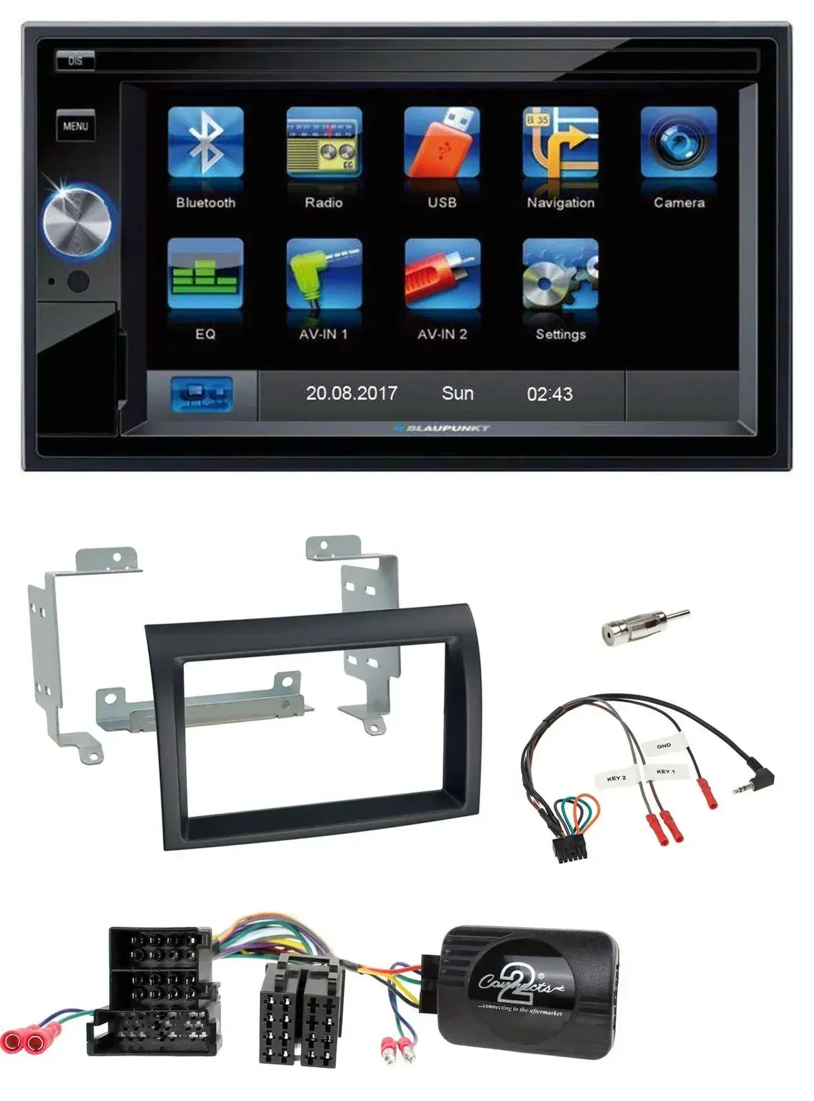 Blaupunkt 2DIN Bluetooth TMC USB Lenkrad SD Navigation für Citroen Peugeot Fiat