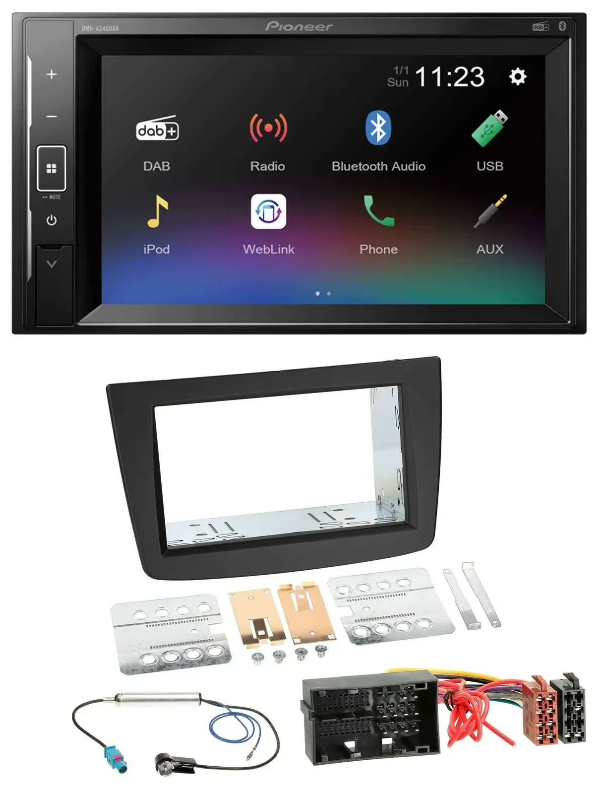Pioneer DAB MP3 2DIN Bluetooth USB Autoradio für Alfa Romeo Mito 955 ab 14 schwa
