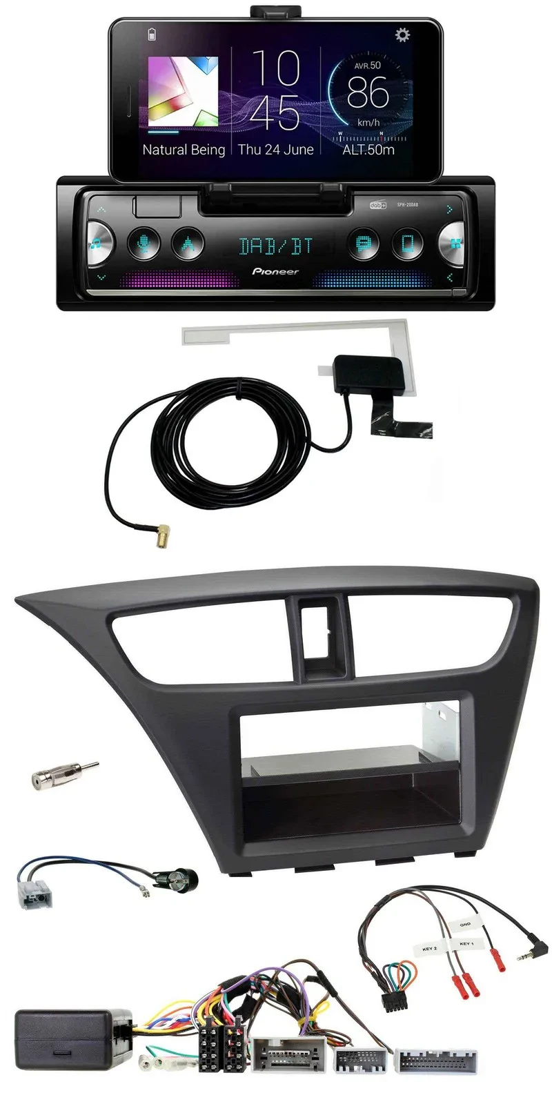 Pioneer DAB Bluetooth Lenkrad USB Autoradio für Honda Civic (ab 2012)