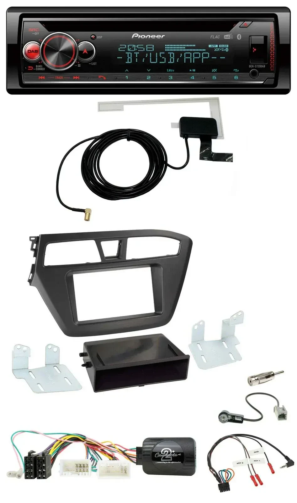 Автомагнитола для Hyundai i20 (с 2015) Pioneer DAB, CD, USB, Bluetooth, поддержка кнопок на руле