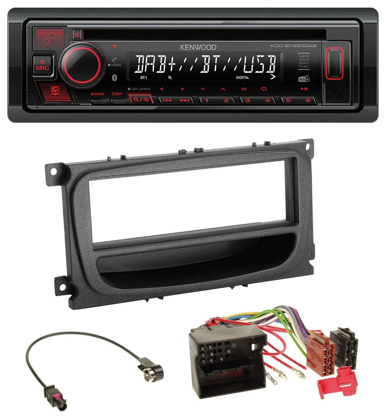 Автомагнитола Kenwood MP3 CD USB Bluetooth DAB для Ford Mondeo/S-Max 2007–2014