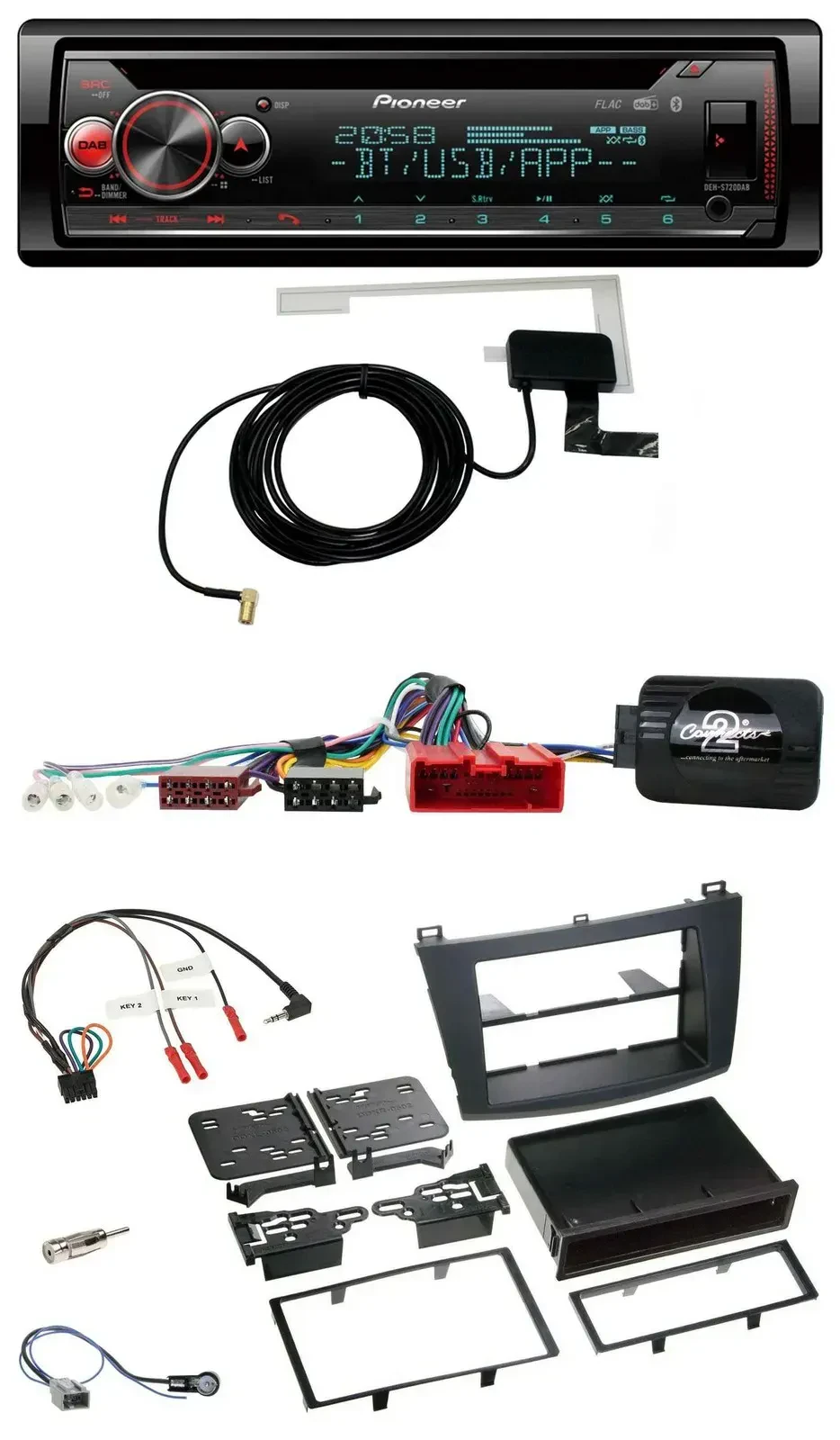 Автомагнитола для Mazda 3 (2009–2013) Pioneer DAB, CD, USB, Bluetooth, CAN-Bus, поддержка кнопок на руле