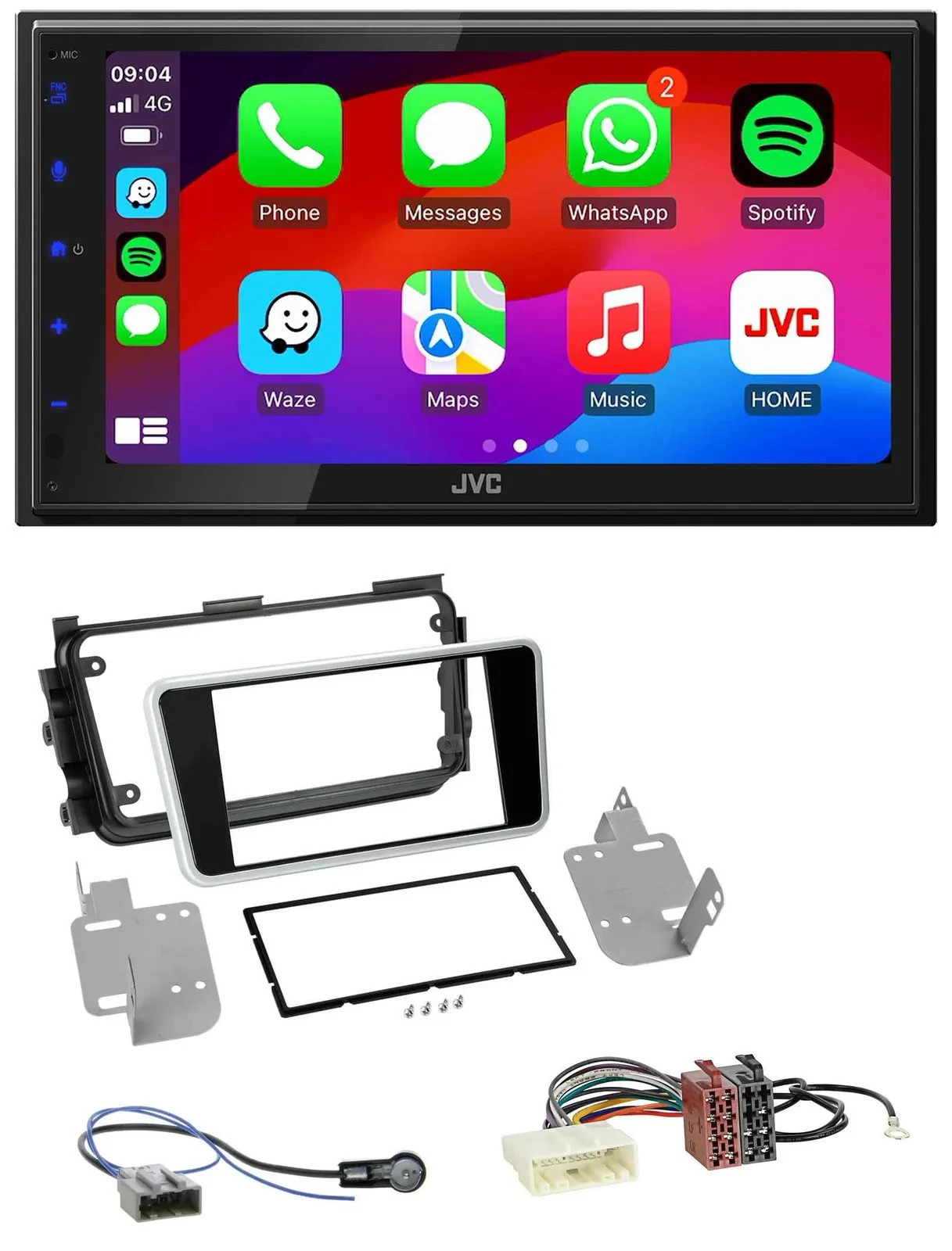 JVC Bluetooth USB MP3 2DIN DAB Autoradio für Nissan Micra ab 2017 schwarz glänze