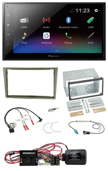 Pioneer USB Bluetooth DAB 2DIN Lenkrad Autoradio für Opel Corsa D satin-stone 09