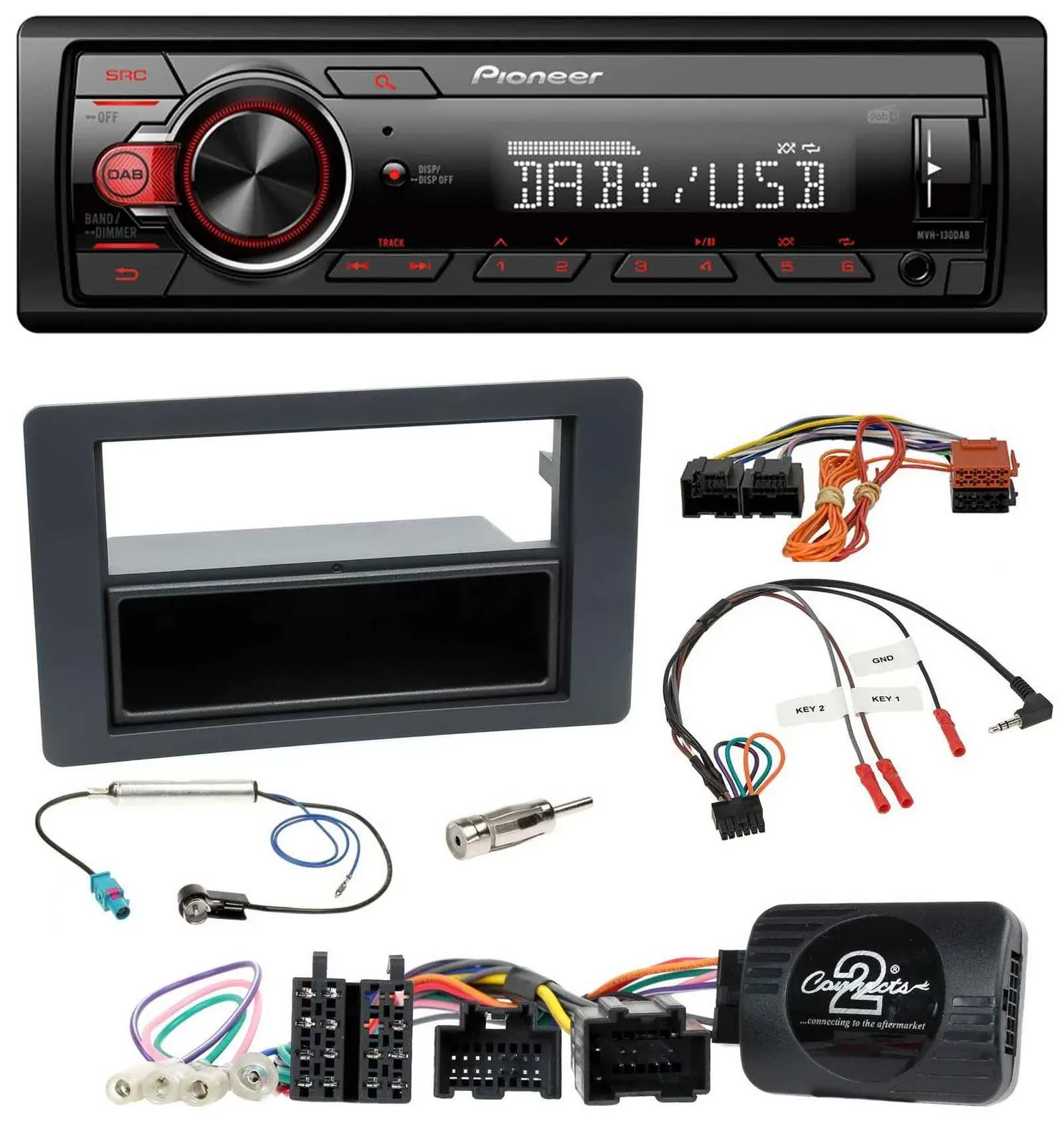 Pioneer MP3 1DIN DAB USB Lenkrad Autoradio für Saab 9-5 YS3E Facelift 2005-2011