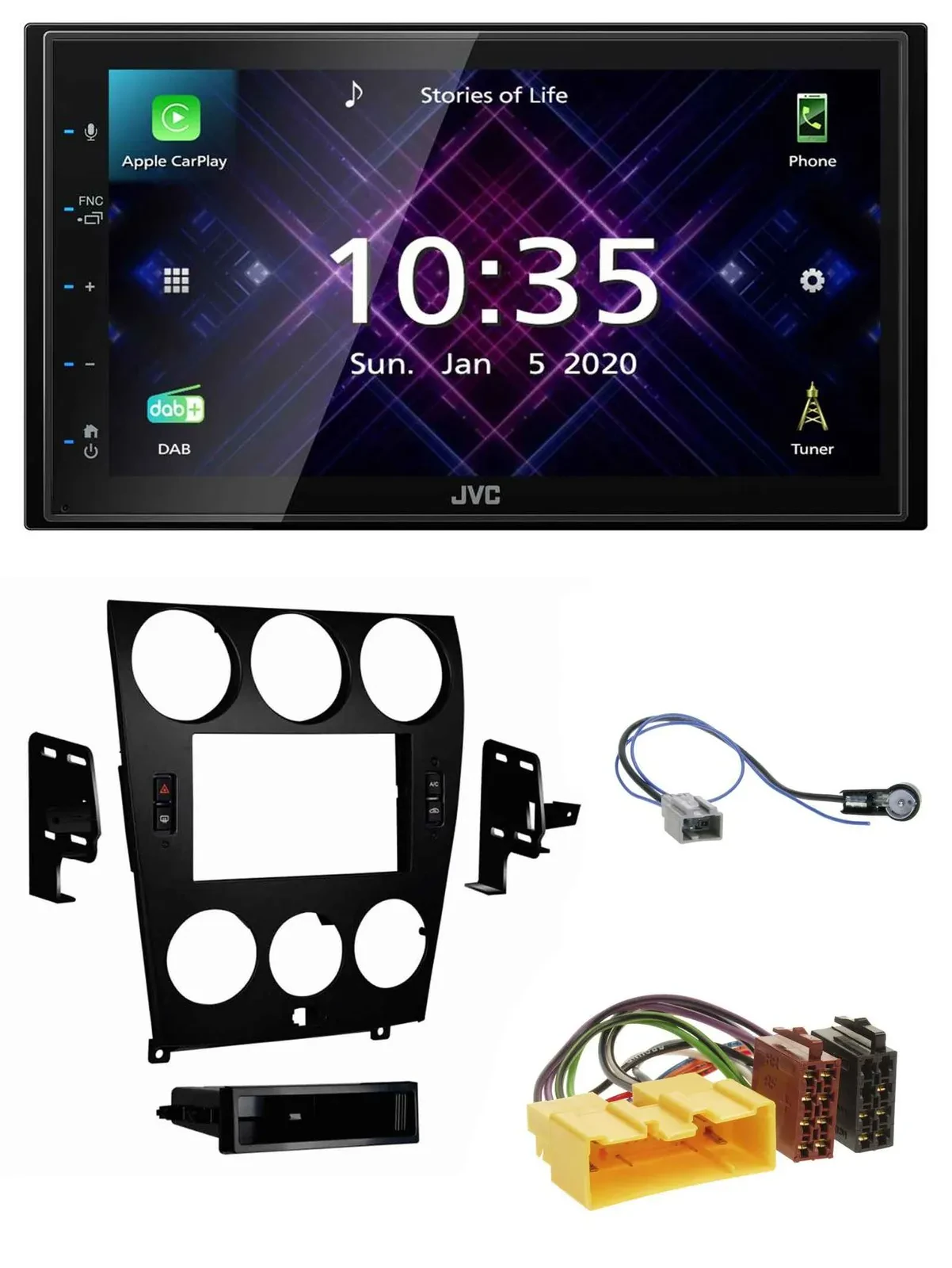 Автомагнитола JVC 2-DIN DAB MP3 Bluetooth USB для Mazda 6 (2006–2008)