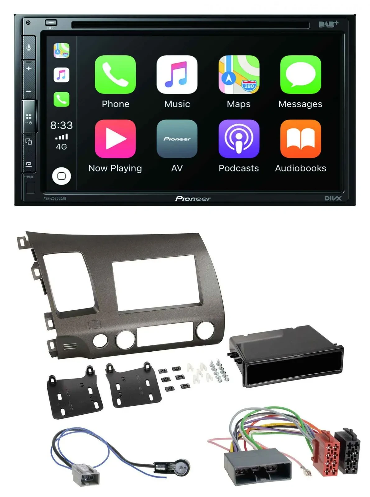 Pioneer DVD 2DIN MP3 DAB Bluetooth USB Autoradio für Honda Civic Hybrid FD3 06-1