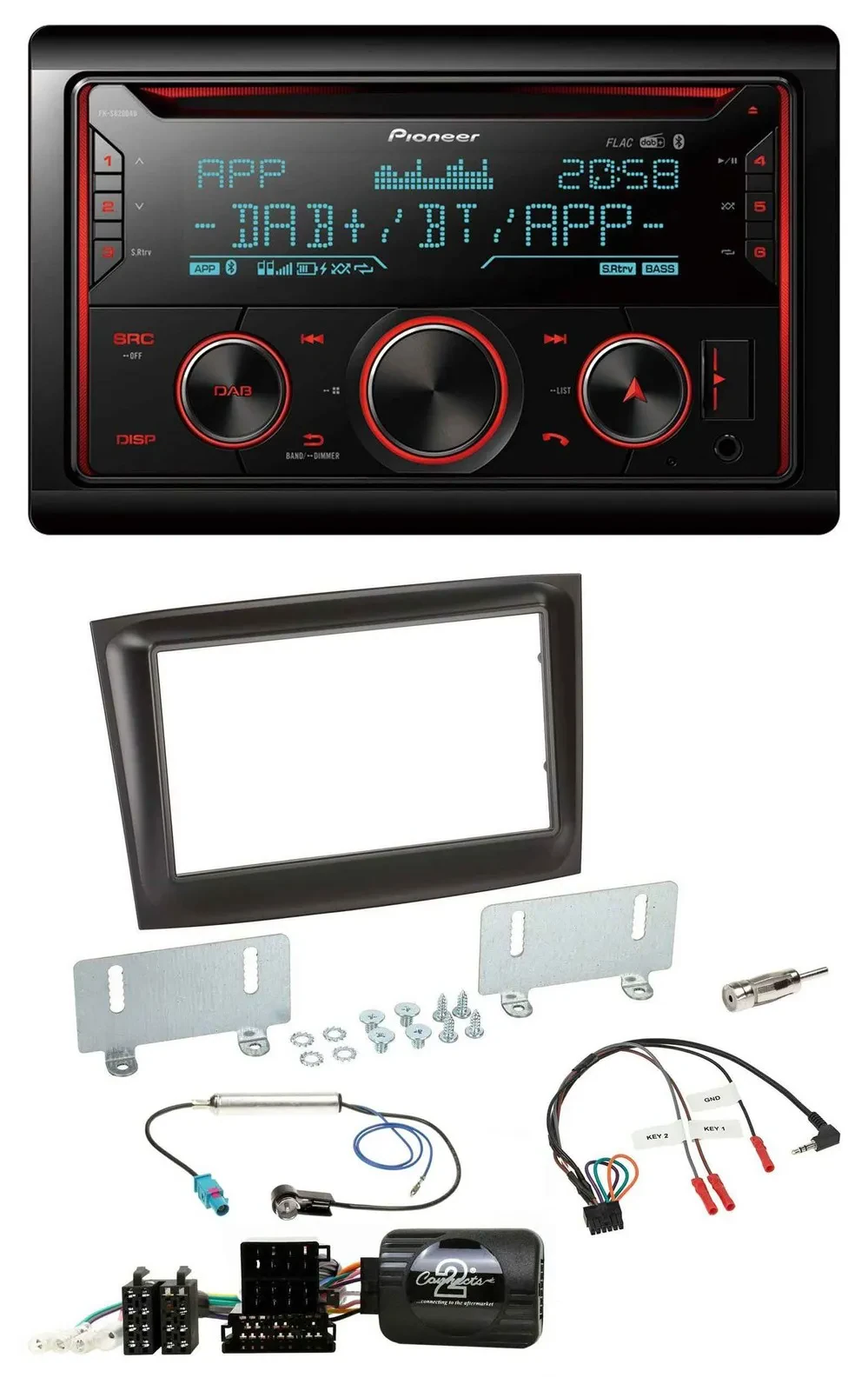 Pioneer 2DIN DAB Lenkrad Bluetooth USB CD Autoradio für Fiat Doblo ISO Can-Bus a