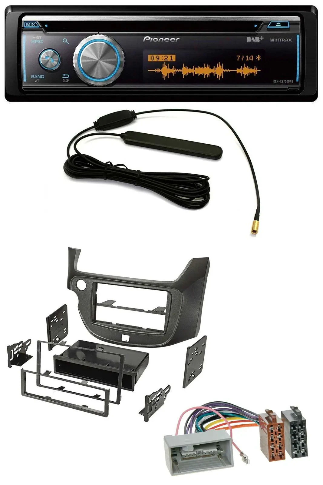 Автомагнитола для Honda Jazz (с 2009) Pioneer CD, USB, Bluetooth, DAB, MP3 темно-серая