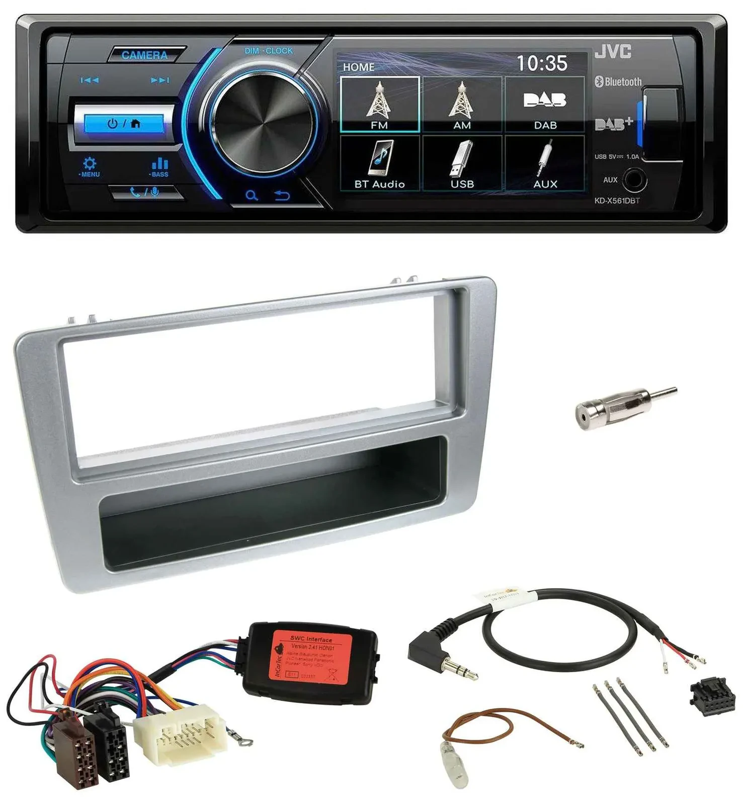 JVC Bluetooth Lenkrad USB DAB Autoradio für Honda Civic 2001-2003 silber