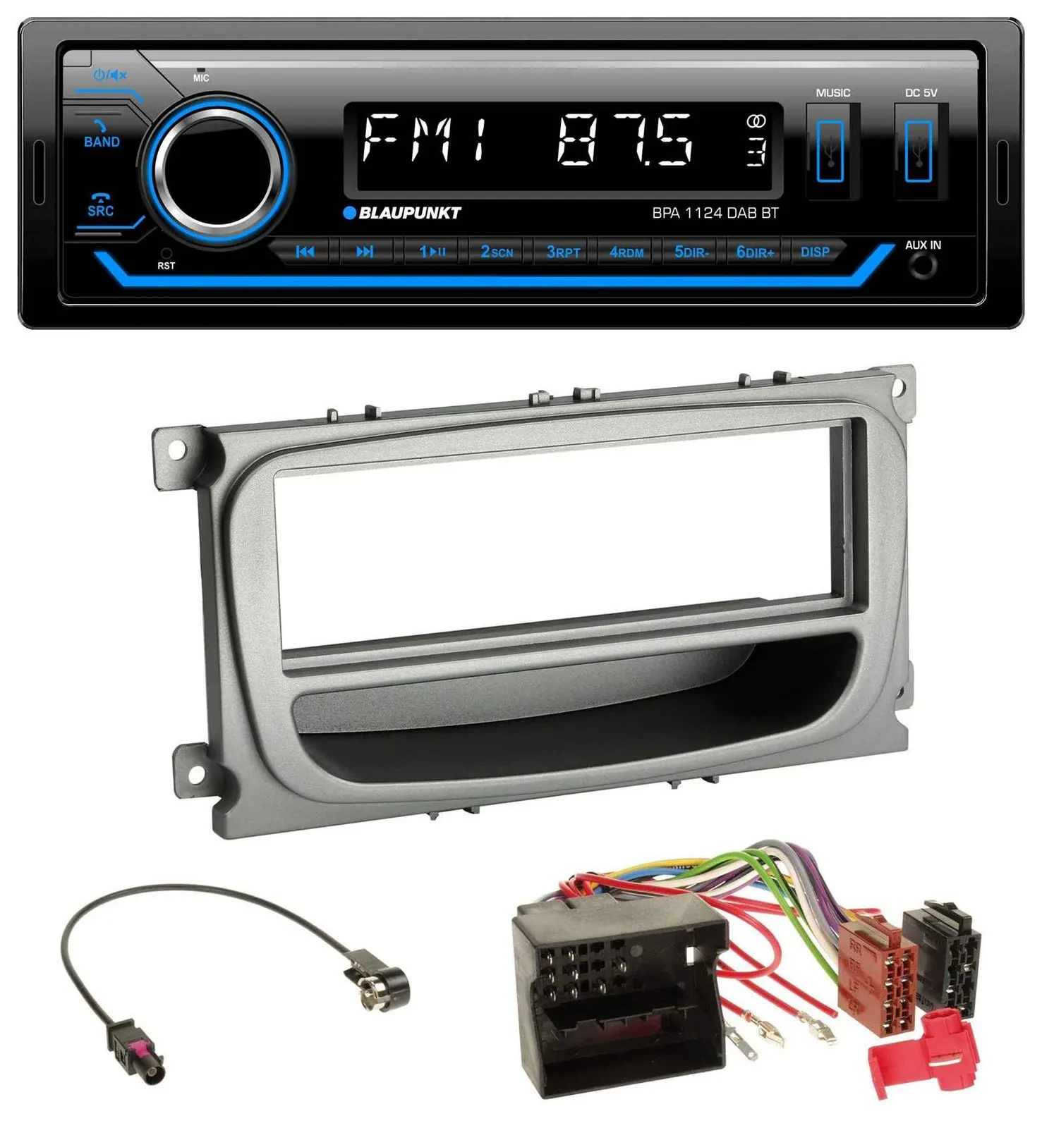 Blaupunkt Bluetooth USB DAB MP3 Autoradio für Ford Mondeo S-Max 07-14 silber Abl