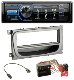 Автомагнитола JVC Bluetooth, MP3, USB, DAB, для Ford Focus/Galaxy/C‑Max (с 2007), серебристая