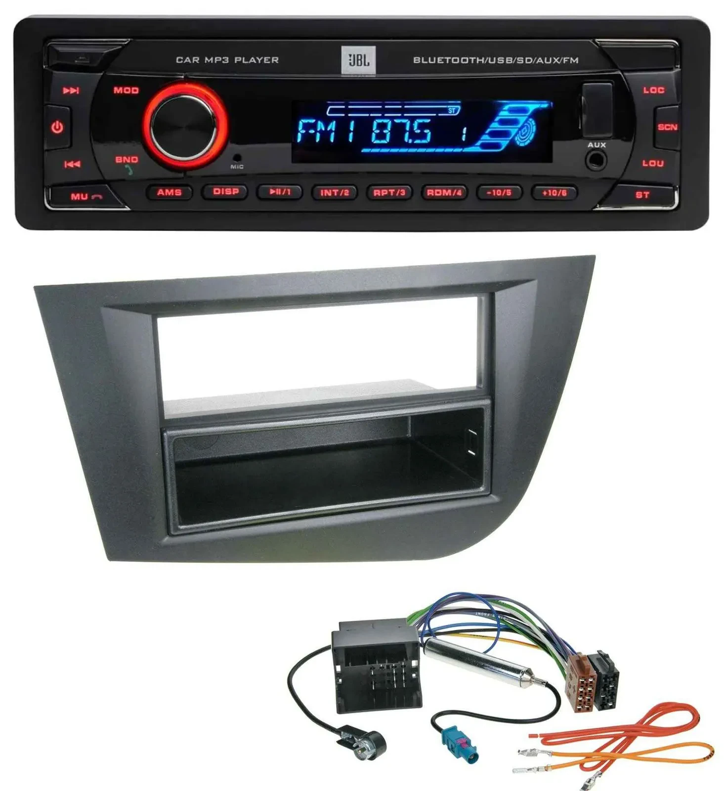JBL AUX MP3 USB Bluetooth SD Autoradio für Seat Leon (ab 05) - schwarz