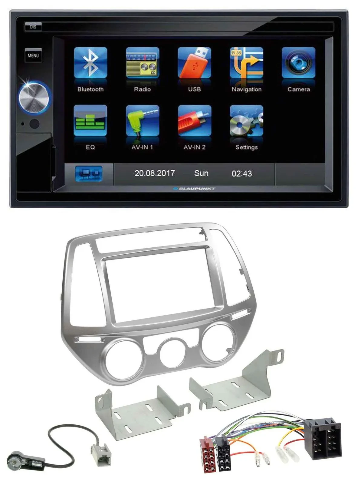 Blaupunkt SD Bluetooth 2DIN MP3 USB AUX Autoradio für Hyundai i20 12-14 man. Kli