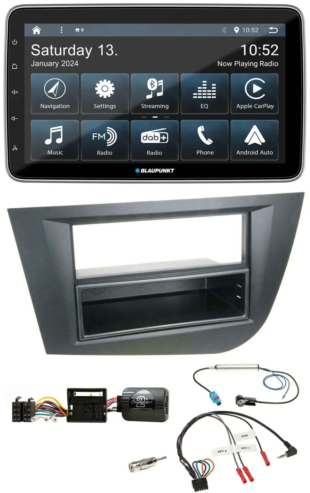 Автомагнитола Blaupunkt Bluetooth, USB, SD, DAB, поддержка кнопок на руле, для Seat Leon (2005–2010), черный