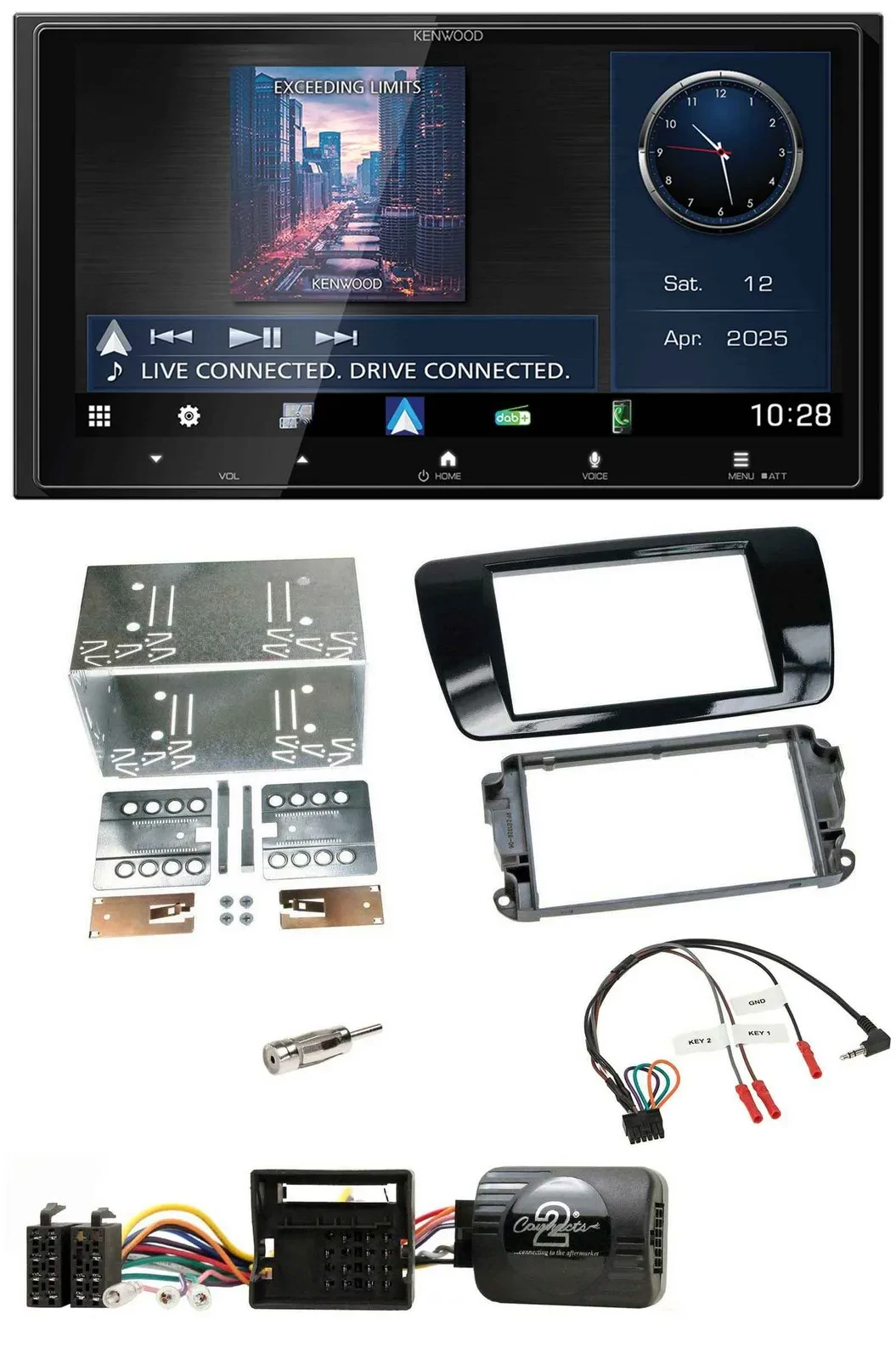 Kenwood Bluetooth 2DIN USB DAB Lenkrad Autoradio für Seat Ibiza ab 08 Klavierlac