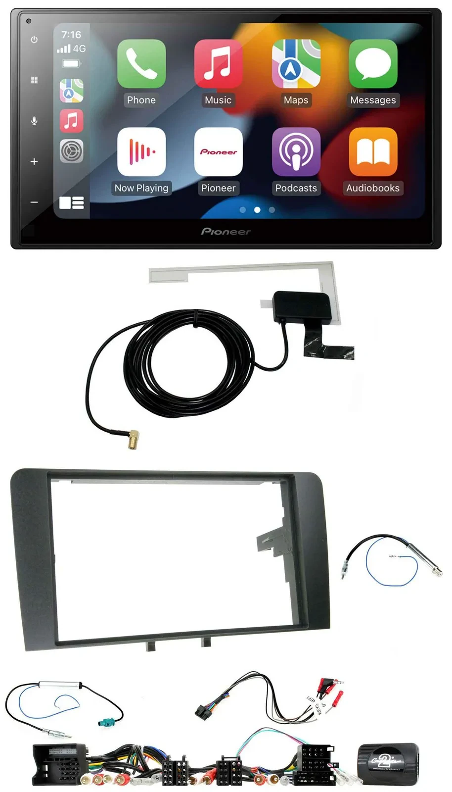 Автомагнитола Pioneer 2DIN USB Bluetooth DAB для Audi A3 8P 2003–2012