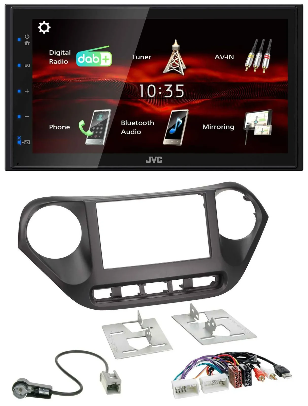Автомагнитола JVC 2-DIN Bluetooth, DAB, USB, AUX для Hyundai i10 (с 2013)