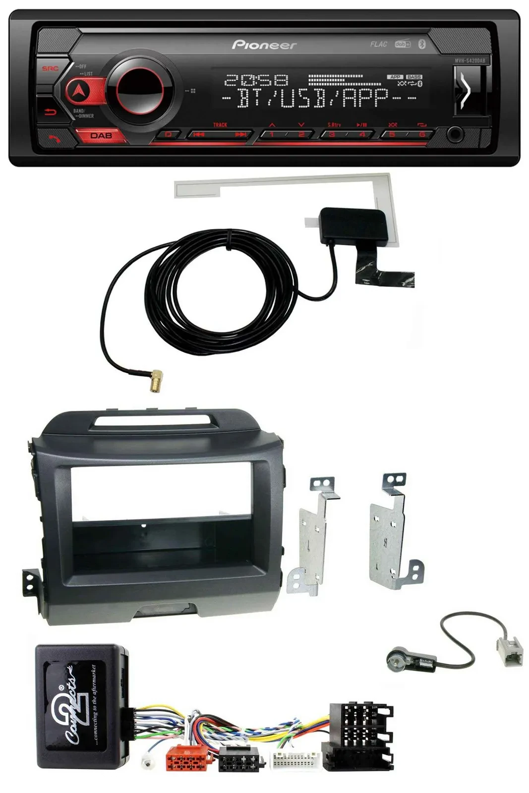 Pioneer DAB USB Lenkrad Bluetooth Autoradio für Kia Sportage 3 Navi 10-15 schwar