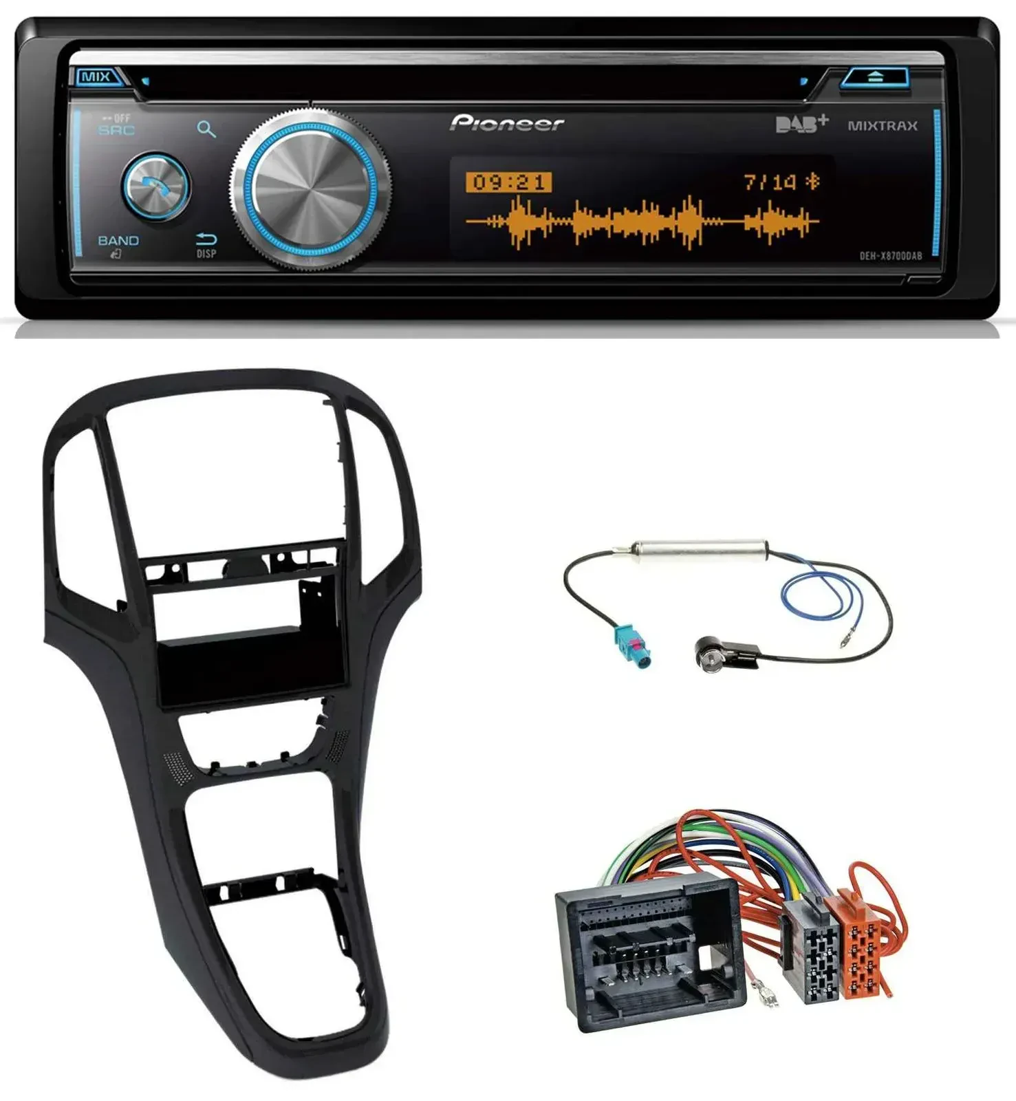 Автомагнитола для Opel Astra J Pioneer MP3, DAB, USB, CD, Bluetooth, перламутрово-чёрная