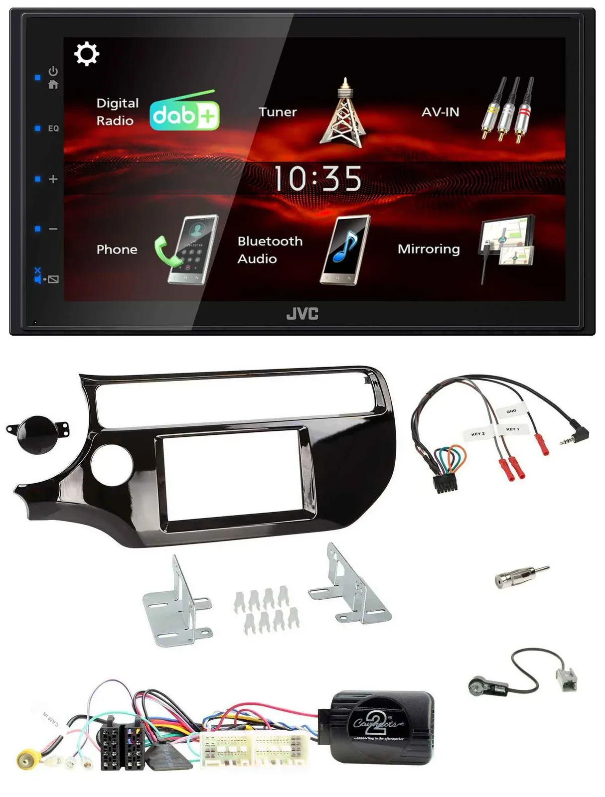 JVC USB Bluetooth Lenkrad DAB 2DIN Autoradio für Kia Rio UB 2017-2023 piano schw
