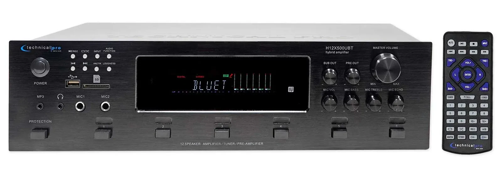 Ресивер Technical Pro H12X500UBT 6 зон, 12 динамиков, 6000 Вт, Bluetooth