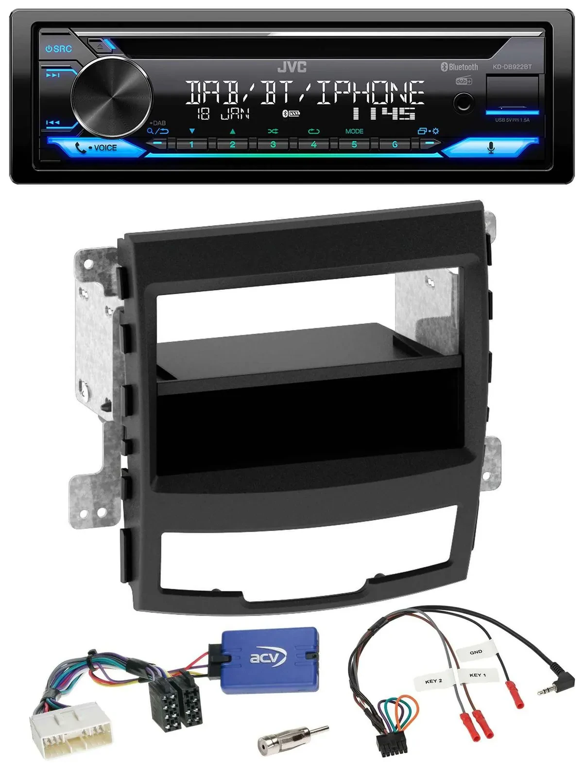 JVC Bluetooth Lenkrad USB DAB CD Autoradio für SsangYong Korando CK 10-13 Telefo