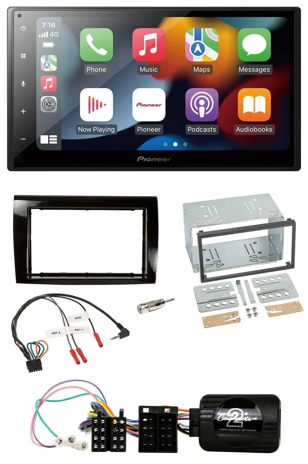 Автомагнитола Pioneer 2DIN, DAB, Bluetooth, USB для Fiat Bravo (2007–2014), поддержка кнопок на руле