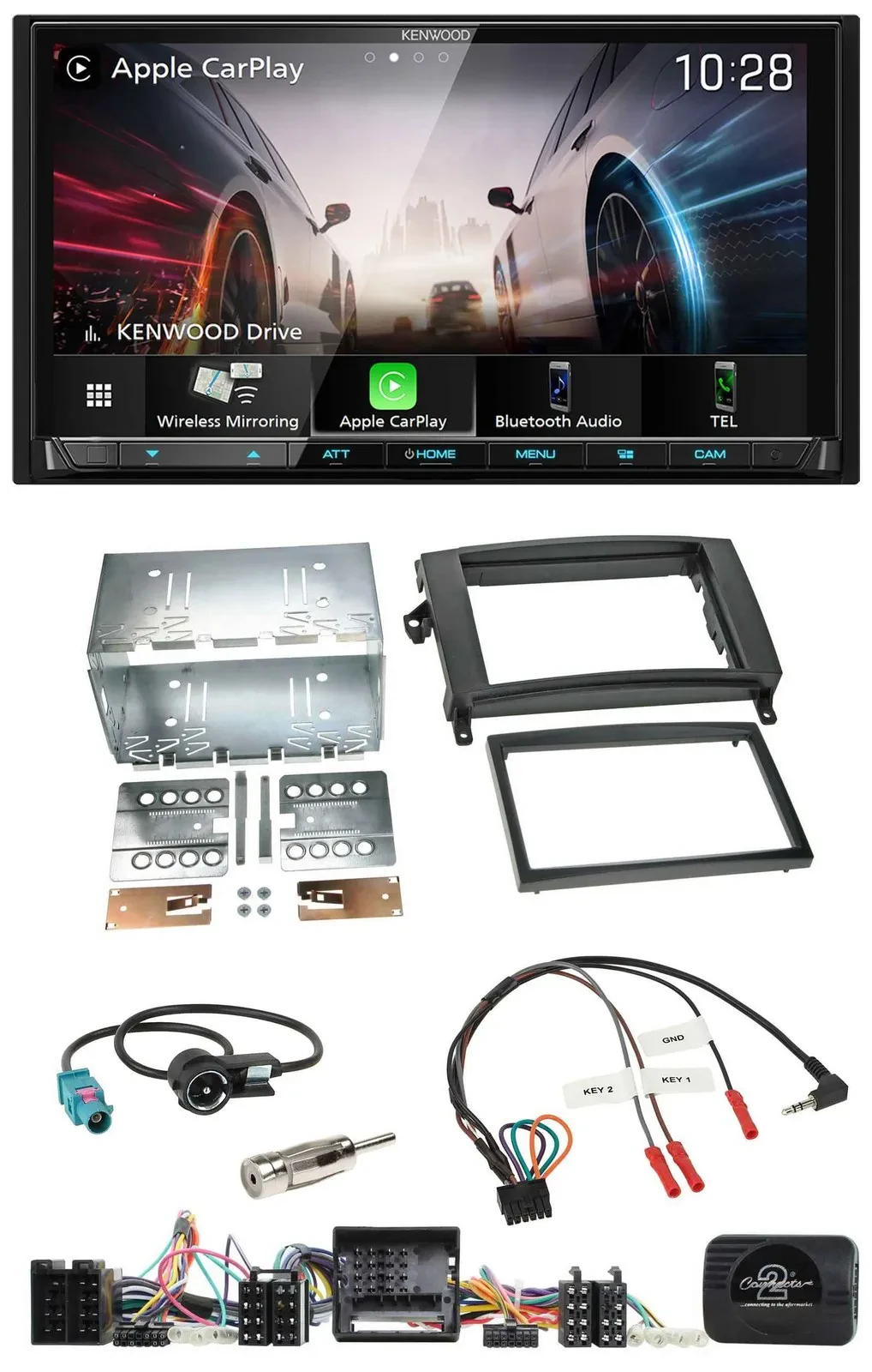 Kenwood Lenkrad 2DIN USB DAB Bluetooth Autoradio für Mercedes A- B-Klasse W169 T