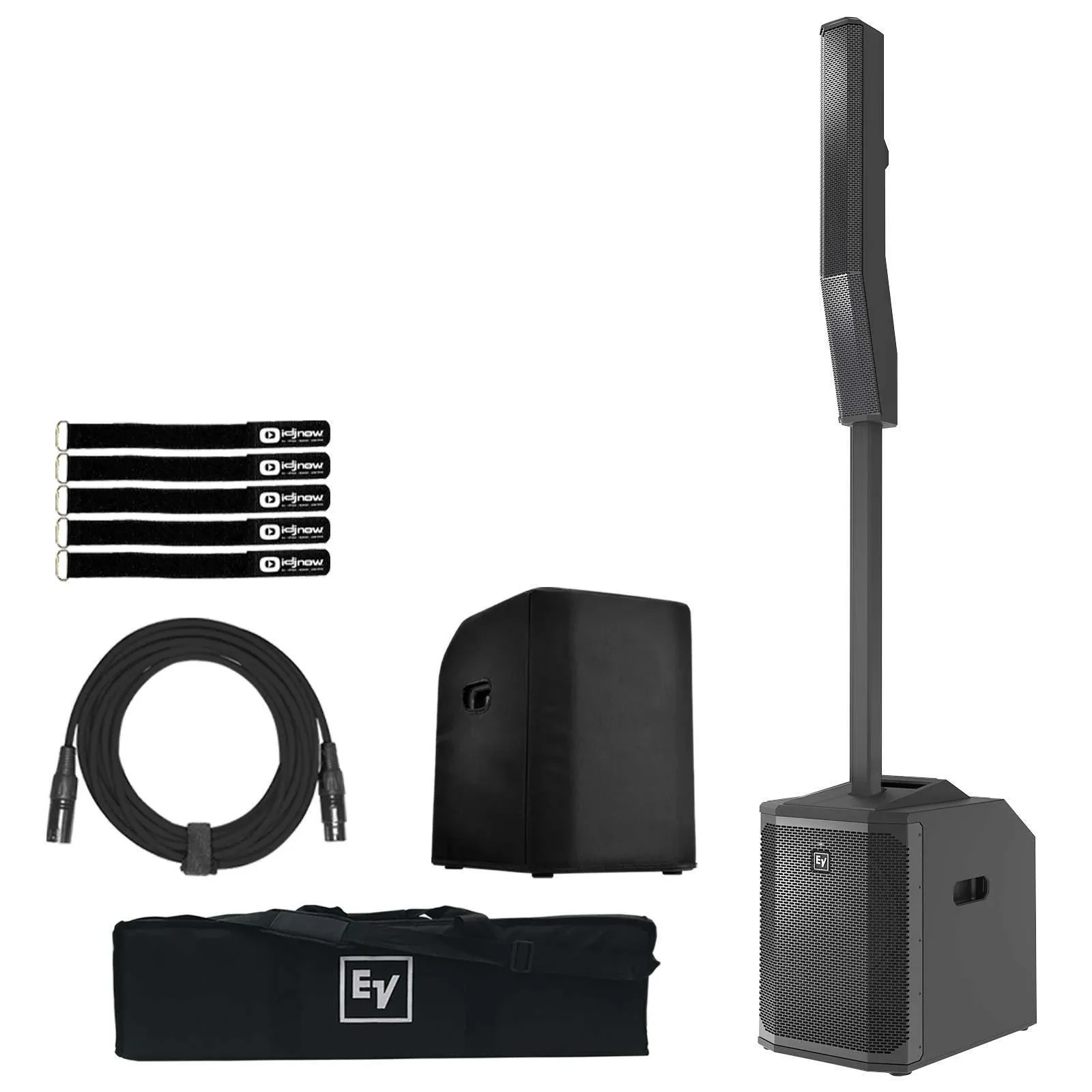 Electro-Voice Evolve50M Powered Column DJ PA Speaker Black w Mixer & Sub Cover