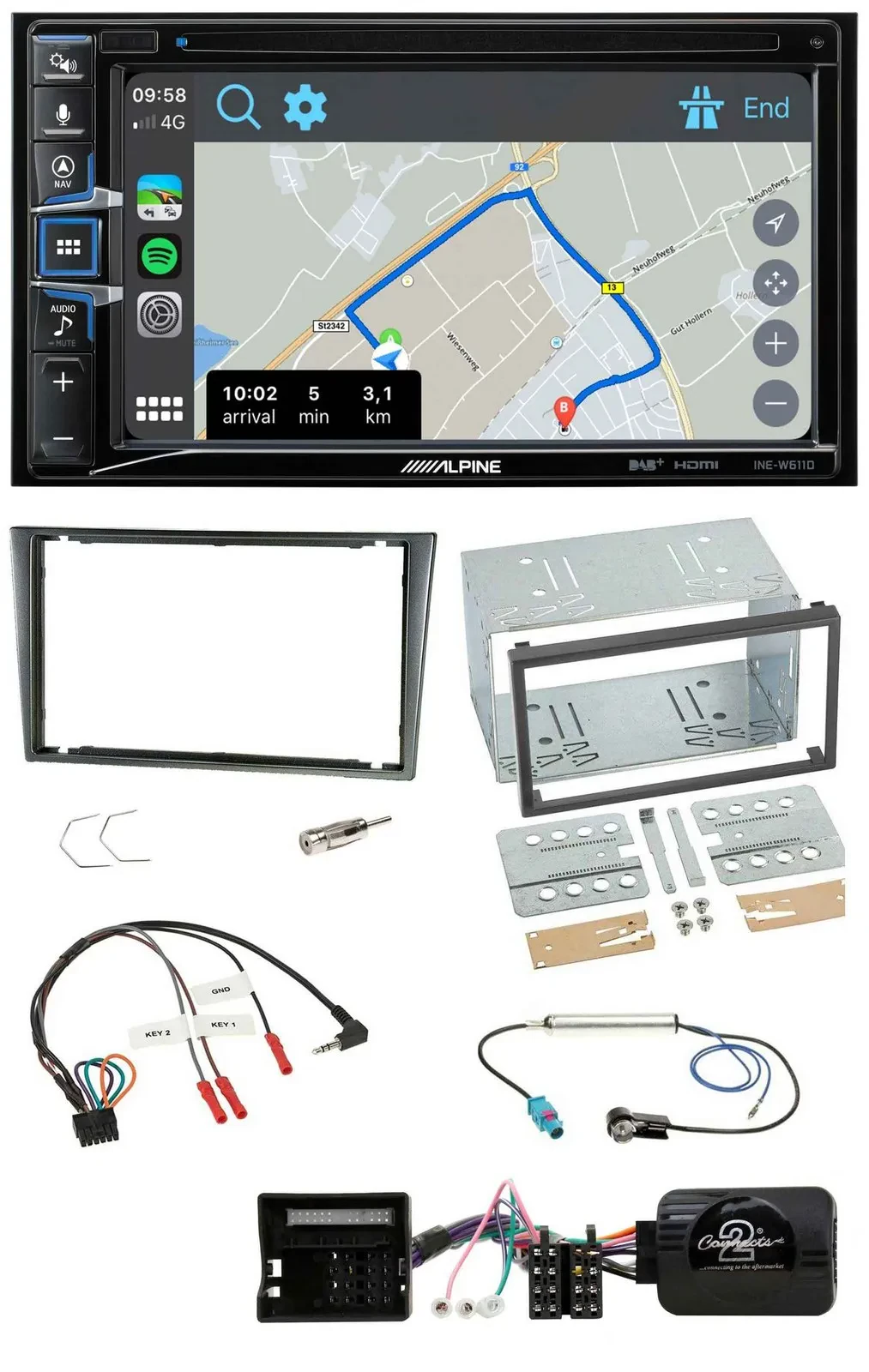Alpine DAB TMC Bluetooth 2DIN USB Lenkrad Navigation für Opel Corsa C 2004-2006
