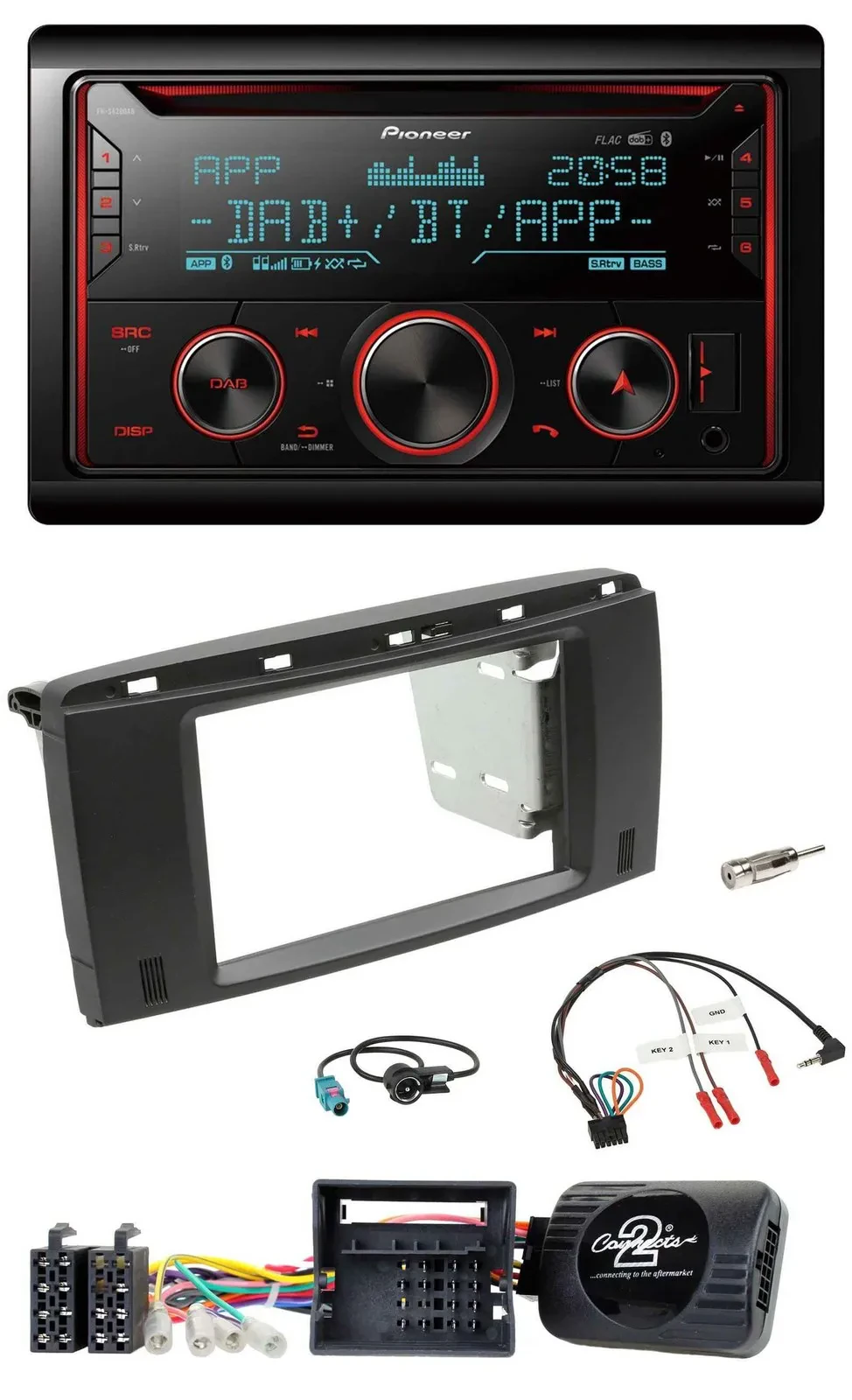 Pioneer 2DIN DAB Lenkrad Bluetooth USB CD Autoradio für Mercedes SLK 08-11 R171