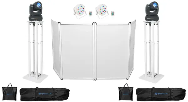 Rockville DJ Package w/(2) Moving Head Lights+Totem Stands+Facade+Up-Lights