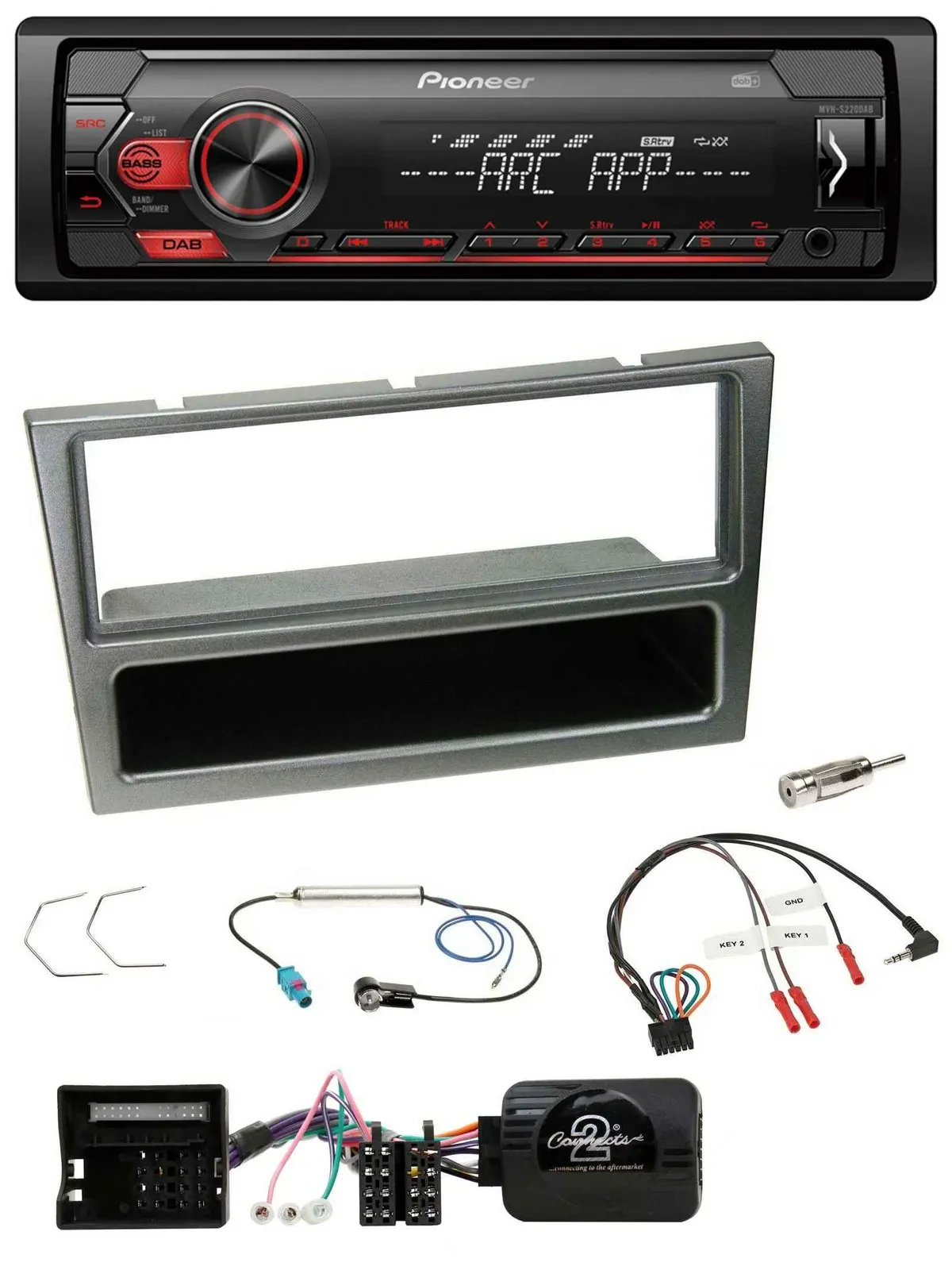 Автомагнитола Pioneer 1 DIN, DAB, MP3, USB, для Opel Corsa C (2004–2006), алюминий