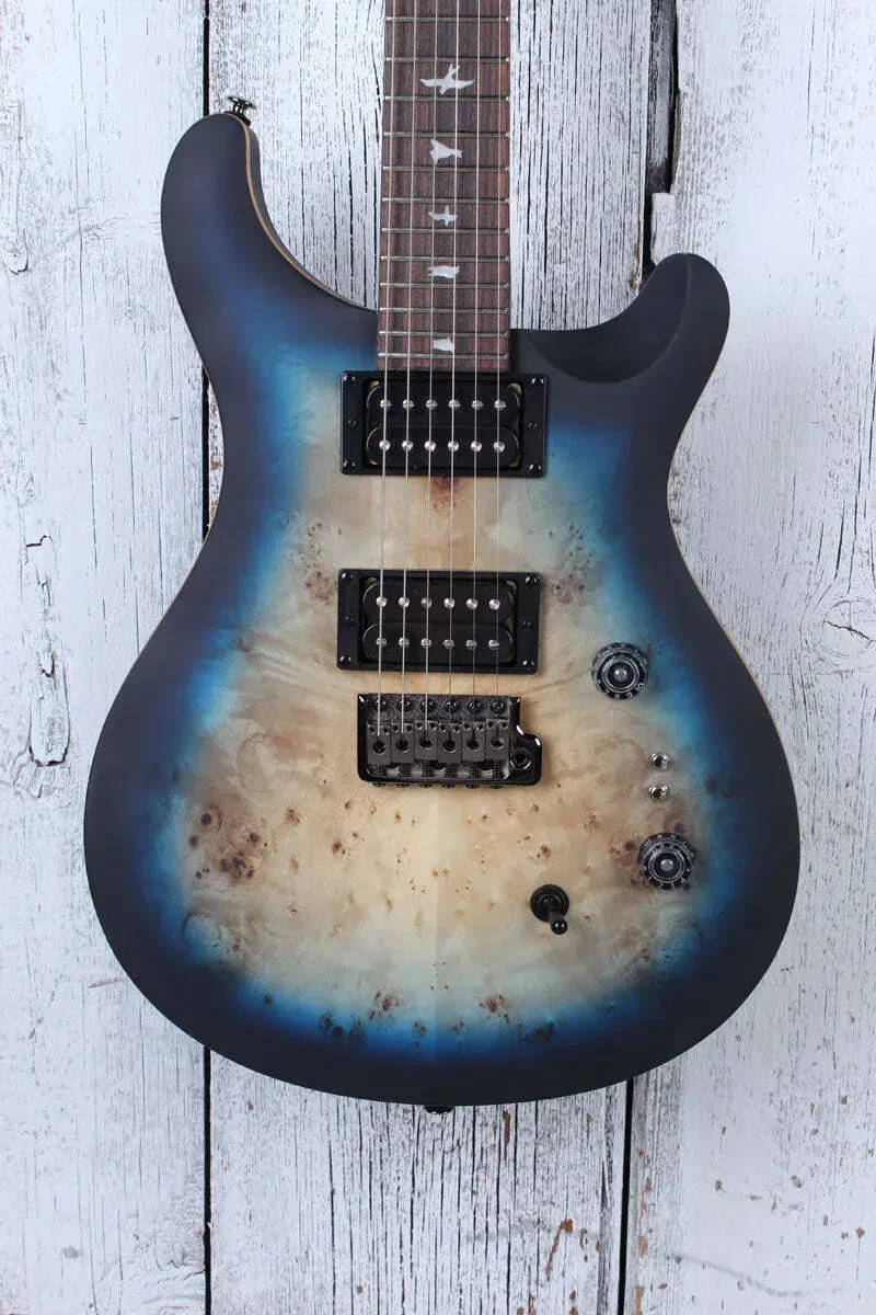 Б/У Электрогитара PRS SE Custom 24-08 Poplar Burl Limited Edition 25", 24 лада, цвет Lake Blue Midnight Burst с чехлом