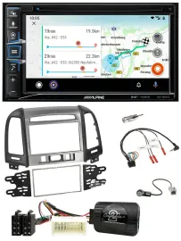 Alpine Bluetooth TMC USB DAB 2DIN Lenkrad Navigation für Hyundai Santa Fe 3 Scha
